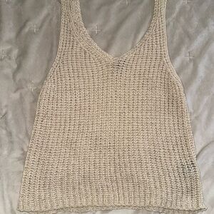 Beige crochet tank top